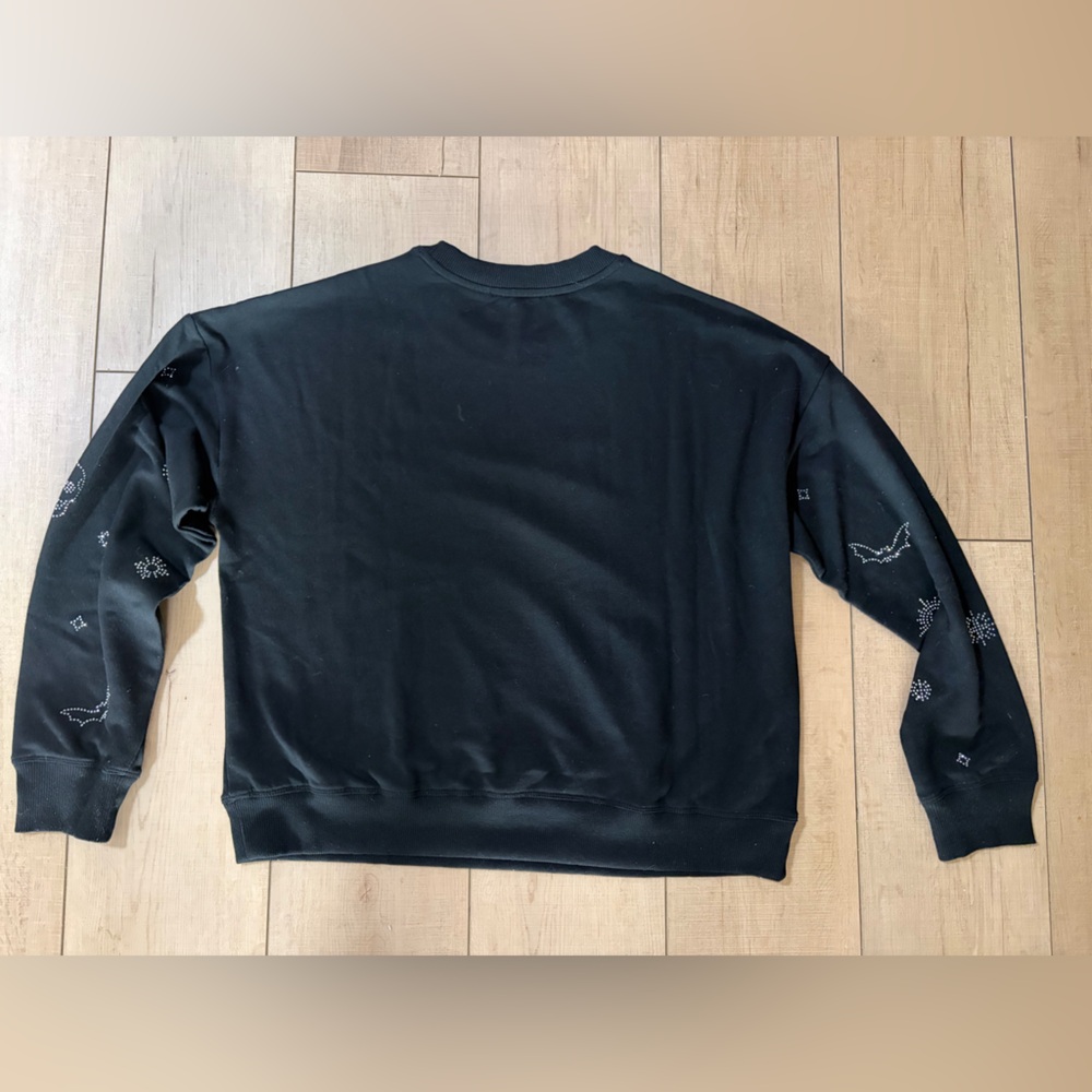 Marled Black Men's Sweater with Skull and Moon Design - Picture 4 of 8